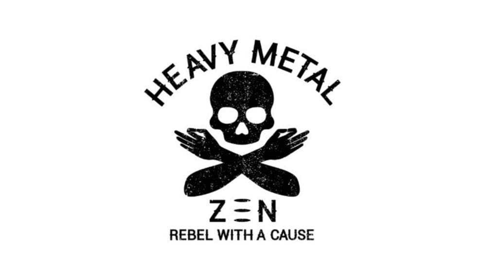 Heavy Metal Zen skull and crossed arms.