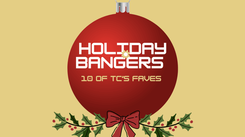 Holiday Bangers text on red ornament.