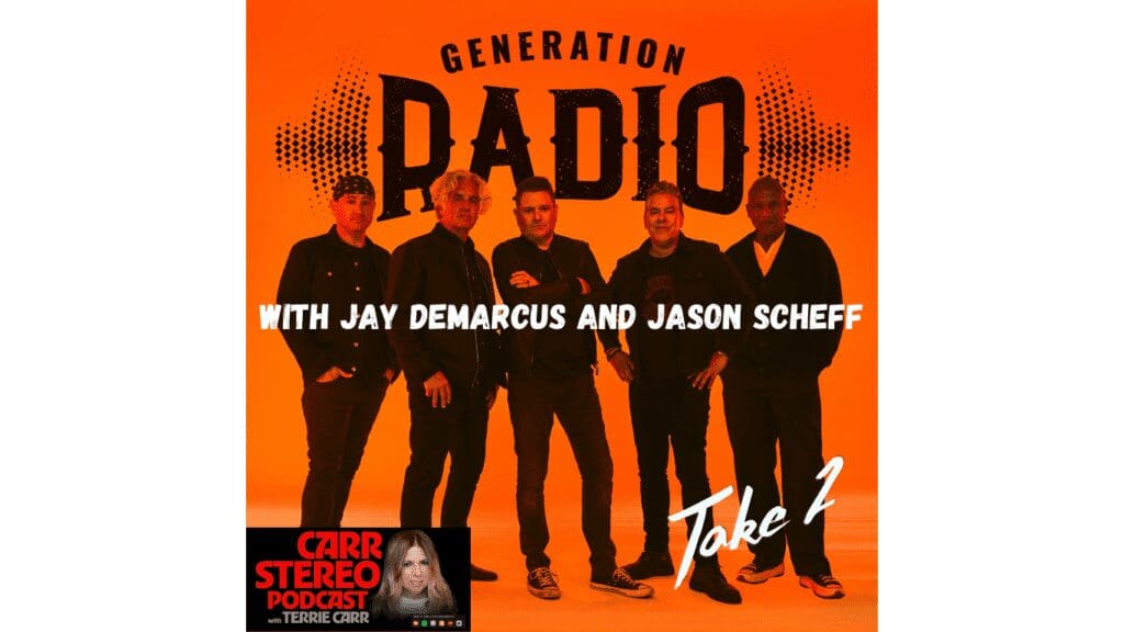Band Generation Radio group photo, orange background.