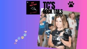 Woman holding dog at TC's Rock Tails event.