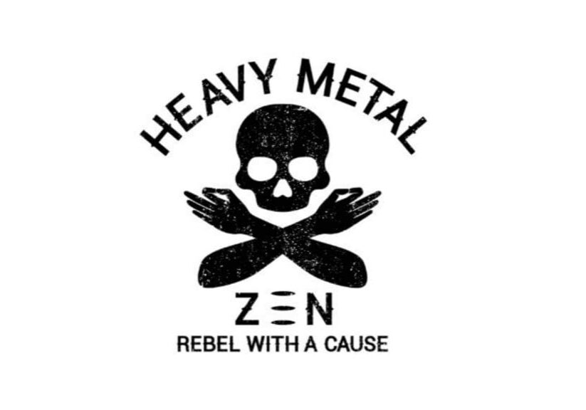Heavy Metal Zen skull and crossed arms.