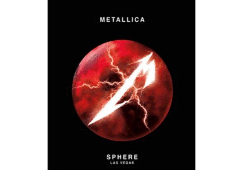 Red sphere with lightning and band logo.
