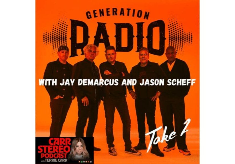 Band Generation Radio group photo, orange background.